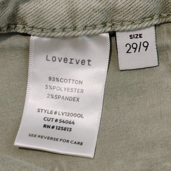 Lovervet by Vervet Straight Leg Jean Mid Rise Raw Hem Green Denim Womens Size 29 - Picture 4 of 7